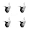 Service Caster 3 Inch Black Poly Wheel Swivel 3/4 Inch Square Stem Caster Set Total Lock Brake SCC-SQTTL20S314-PPUB-BLK-34-4 - alternate 1